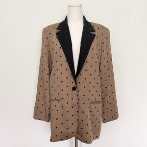 Vintage Polka Dot Longline Tuxedo Blazer